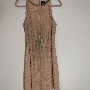 Adrianna Papell Gold and Blush Mini Dress